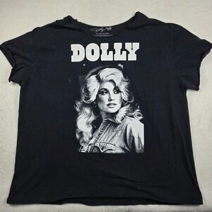 Dolly Parton Graphic T-Shirt Womens 3XL Black Good Raw Cut Neckline Portrait